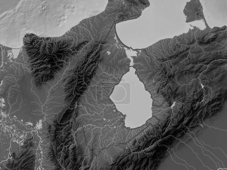 Photo for Zulia, state of Venezuela. Grayscale elevation map with lakes and rivers - Royalty Free Image