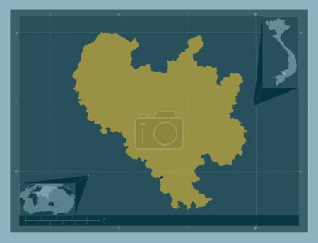 Photo for Binh Duong, province of Vietnam. Solid color shape. Corner auxiliary location maps - Royalty Free Image
