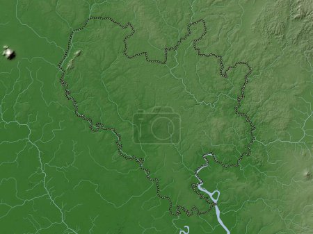 Photo for Binh Duong, province of Vietnam. Elevation map colored in wiki style with lakes and rivers - Royalty Free Image