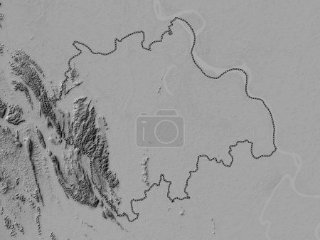 Téléchargez les photos : Ha Nam, province du Vietnam. Carte d'altitude en niveaux de gris avec lacs et rivières - en image libre de droit