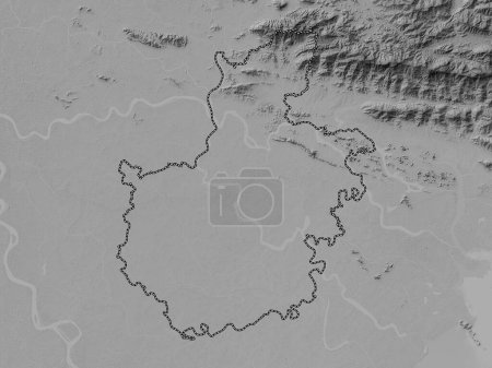 Foto de Hai Duong, provincia de Vietnam. Mapa de elevación a escala de grises con lagos y ríos - Imagen libre de derechos
