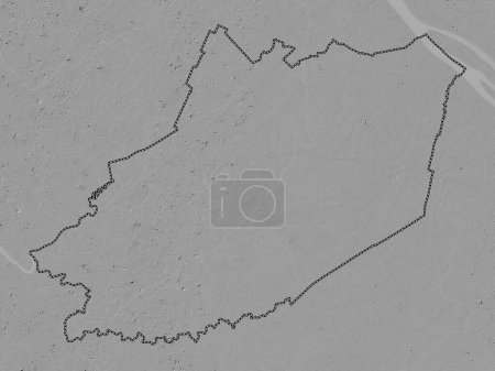 Téléchargez les photos : Hau Giang, province du Vietnam. Carte d'altitude en niveaux de gris avec lacs et rivières - en image libre de droit