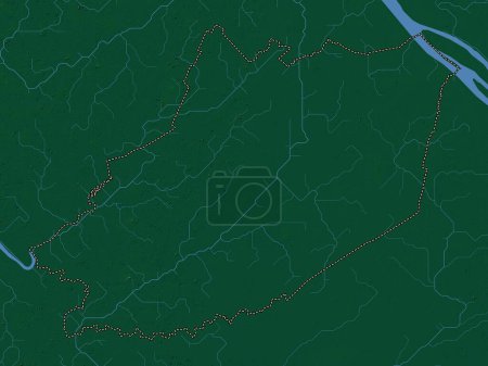 Téléchargez les photos : Hau Giang, province du Vietnam. Carte d'altitude colorée avec lacs et rivières - en image libre de droit