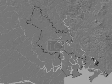 Téléchargez les photos : Ho Chi Minh, ville GéorgieXothanh pho du Vietnam. Carte d'altitude de Bilevel avec lacs et rivières - en image libre de droit