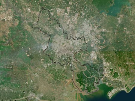 Foto de Ho Chi Minh, municipio de la ciudad jalá pho de Vietnam. Mapa satelital de baja resolución - Imagen libre de derechos