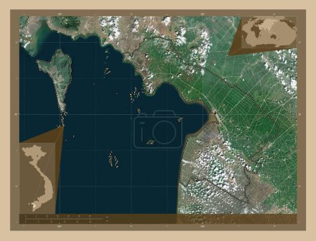 Photo for Kien Giang, province of Vietnam. Low resolution satellite map. Corner auxiliary location maps - Royalty Free Image