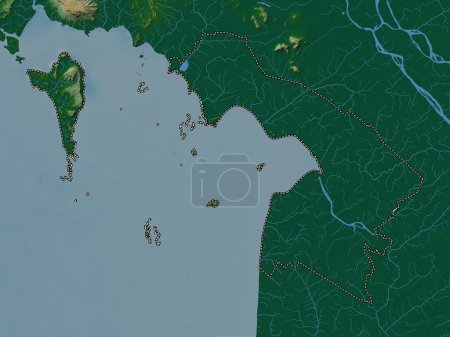 Photo for Kien Giang, province of Vietnam. Colored elevation map with lakes and rivers - Royalty Free Image
