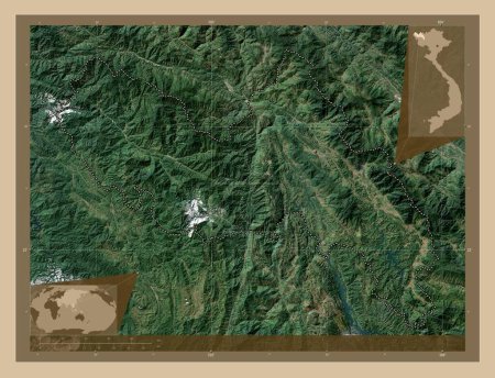 Photo for Lai Chau, province of Vietnam. Low resolution satellite map. Corner auxiliary location maps - Royalty Free Image