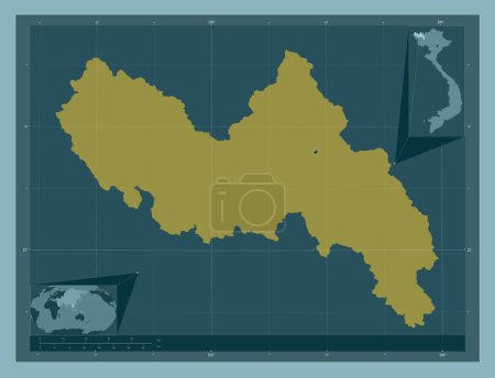 Photo for Lai Chau, province of Vietnam. Solid color shape. Locations of major cities of the region. Corner auxiliary location maps - Royalty Free Image