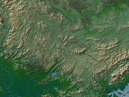 Foto de Lang Son, provincia de Vietnam. Mapa de elevación de colores con lagos y ríos - Imagen libre de derechos