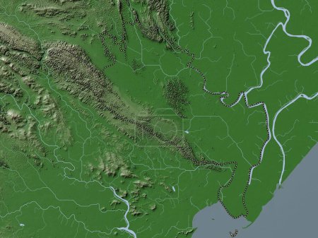 Téléchargez les photos : Ninh Binh, province du Vietnam. Carte d'altitude colorée dans le style wiki avec des lacs et des rivières - en image libre de droit