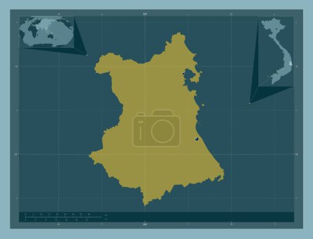 Photo for Phu Yen, province of Vietnam. Solid color shape. Locations of major cities of the region. Corner auxiliary location maps - Royalty Free Image