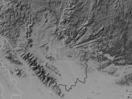 Photo for Thai Nguyen, province of Vietnam. Grayscale elevation map with lakes and rivers - Royalty Free Image