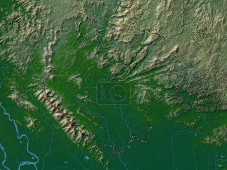 Photo for Thai Nguyen, province of Vietnam. Colored elevation map with lakes and rivers - Royalty Free Image