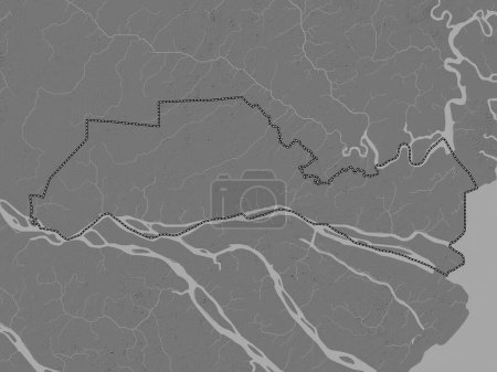 Téléchargez les photos : Tien Giang, province du Vietnam. Carte d'altitude de Bilevel avec lacs et rivières - en image libre de droit