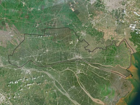 Téléchargez les photos : Tien Giang, province du Vietnam. Carte satellite basse résolution - en image libre de droit
