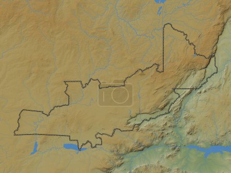 Foto de Central, región de Zambia. Mapa de elevación de colores con lagos y ríos - Imagen libre de derechos