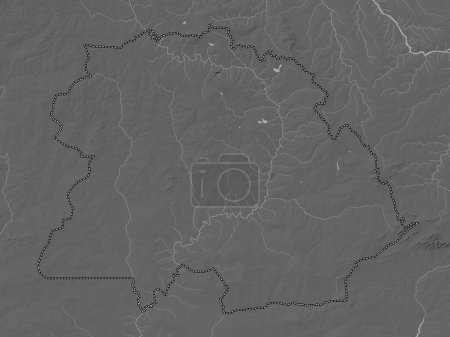 Foto de Cinturón de cobre, provincia de Zambia. Mapa de elevación a escala de grises con lagos y ríos - Imagen libre de derechos
