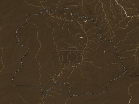 Foto de Cinturón de cobre, provincia de Zambia. Mapa de elevación coloreado en tonos sepia con lagos y ríos - Imagen libre de derechos