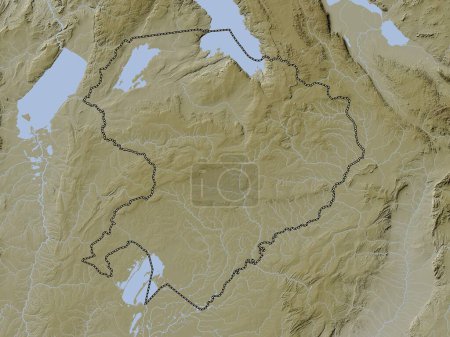 Foto de Norte, región de Zambia. Mapa de elevación coloreado en estilo wiki con lagos y ríos - Imagen libre de derechos