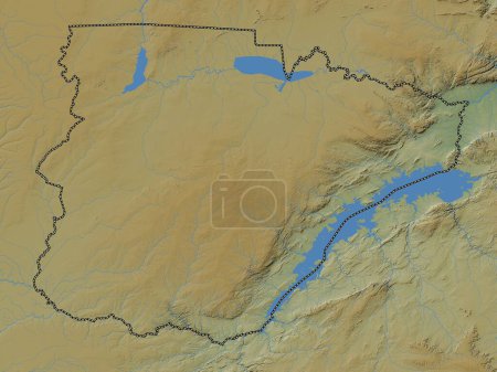 Foto de Sur, región de Zambia. Mapa de elevación de colores con lagos y ríos - Imagen libre de derechos