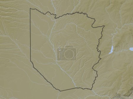 Foto de Oeste, región de Zambia. Mapa de elevación coloreado en estilo wiki con lagos y ríos - Imagen libre de derechos