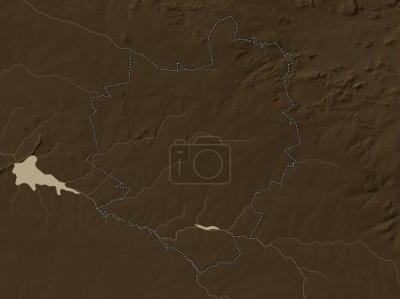 Téléchargez les photos : Harare, ville du Zimbabwe. Carte d'altitude colorée dans des tons sépia avec des lacs et des rivières - en image libre de droit