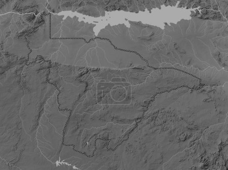 Foto de México Central, provincia de Zimbabue. Mapa de elevación a escala de grises con lagos y ríos - Imagen libre de derechos