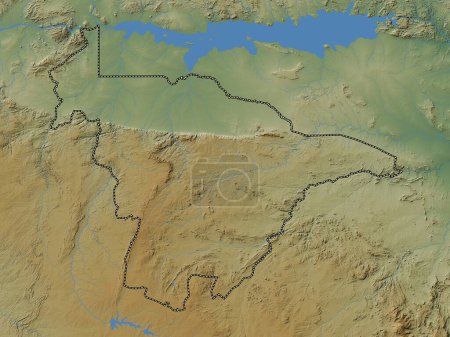 Foto de México Central, provincia de Zimbabue. Mapa de elevación de colores con lagos y ríos - Imagen libre de derechos