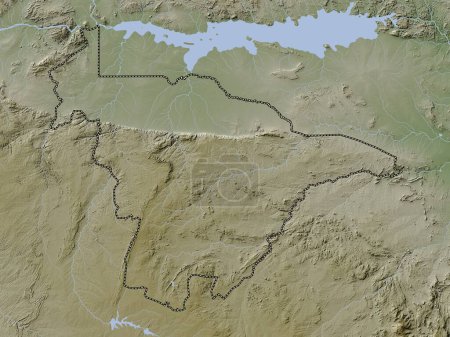 Foto de México Central, provincia de Zimbabue. Mapa de elevación coloreado en estilo wiki con lagos y ríos - Imagen libre de derechos