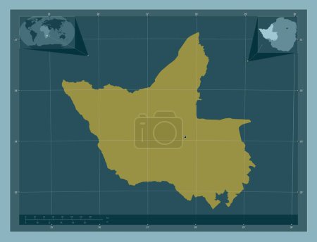Foto de Matabeleland Norte, provincia de Zimbabue. Forma de color sólido. Mapas de ubicación auxiliares de esquina - Imagen libre de derechos