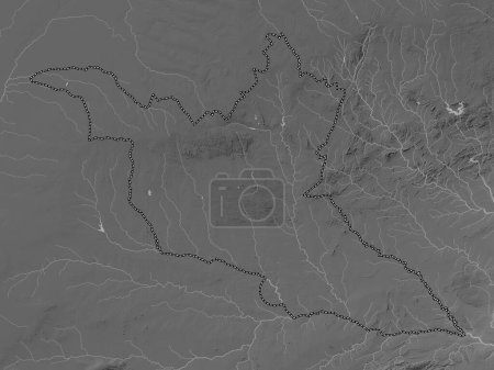 Téléchargez les photos : Matabeleland Sud, province du Zimbabwe. Carte d'altitude en niveaux de gris avec lacs et rivières - en image libre de droit