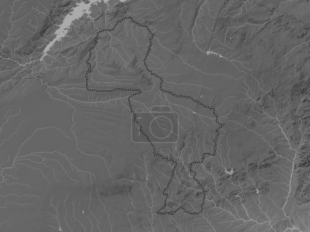 Foto de Midlands, provincia de Zimbabwe. Mapa de elevación a escala de grises con lagos y ríos - Imagen libre de derechos