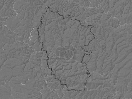 Foto de Luhans 'k, región de Ucrania. Mapa de elevación de Bilevel con lagos y ríos - Imagen libre de derechos