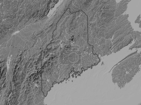 Foto de Maine, estado de los Estados Unidos de América. Mapa de elevación de Bilevel con lagos y ríos - Imagen libre de derechos