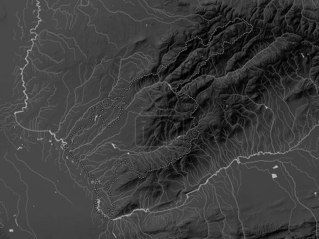 Photo for Tashkent, region of Uzbekistan. Grayscale elevation map with lakes and rivers - Royalty Free Image