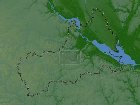 Photo for Cherkasy, region of Ukraine. Colored elevation map with lakes and rivers - Royalty Free Image