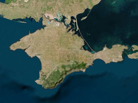 Téléchargez les photos : Crimée, république autonome d'Ukraine. Carte satellite basse résolution - en image libre de droit