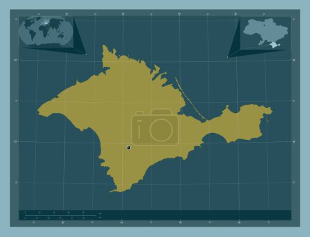 Foto de Crimea, república autónoma de Ucrania. Forma de color sólido. Mapas de ubicación auxiliares de esquina - Imagen libre de derechos