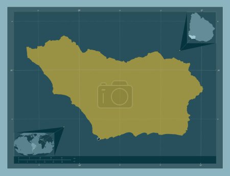 Téléchargez les photos : Colonia, département de l'Uruguay. Forme de couleur unie. Corner cartes de localisation auxiliaires - en image libre de droit