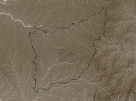 Photo for Florida, department of Uruguay. Elevation map colored in sepia tones with lakes and rivers - Royalty Free Image