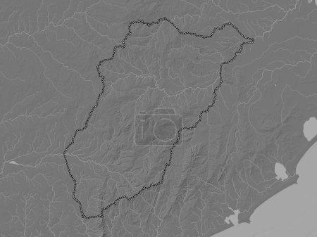 Téléchargez les photos : Lavalleja, département de l'Uruguay. Carte d'altitude de Bilevel avec lacs et rivières - en image libre de droit