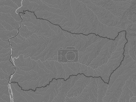 Téléchargez les photos : Paysandu, département de l'Uruguay. Carte d'altitude de Bilevel avec lacs et rivières - en image libre de droit