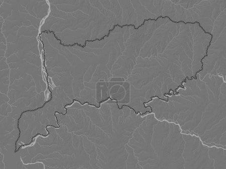Téléchargez les photos : Rio-Negro, département de l'Uruguay. Carte d'altitude de Bilevel avec lacs et rivières - en image libre de droit