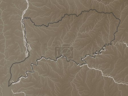 Photo for Rio-Negro, department of Uruguay. Elevation map colored in sepia tones with lakes and rivers - Royalty Free Image