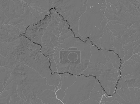 Téléchargez les photos : Rivera, département de l'Uruguay. Carte d'altitude de Bilevel avec lacs et rivières - en image libre de droit