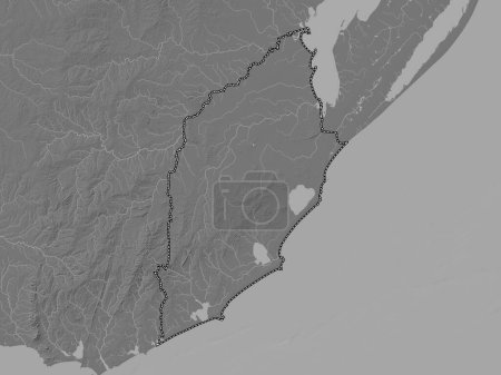 Téléchargez les photos : Rocha, département de l'Uruguay. Carte d'altitude de Bilevel avec lacs et rivières - en image libre de droit