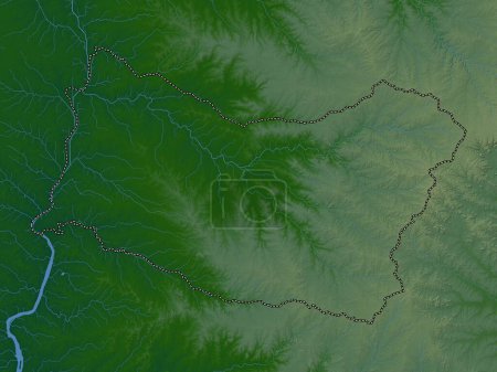 Téléchargez les photos : Salto, département de l'Uruguay. Carte d'altitude colorée avec lacs et rivières - en image libre de droit