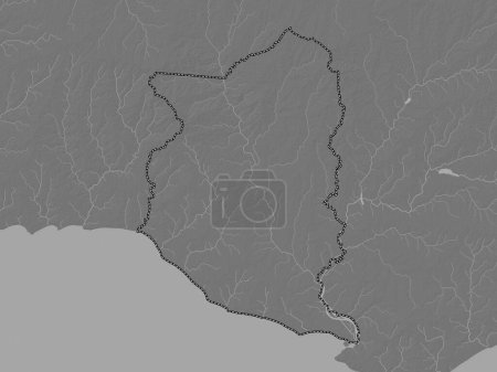 Foto de San José, departamento de Uruguay. Mapa de elevación de Bilevel con lagos y ríos - Imagen libre de derechos