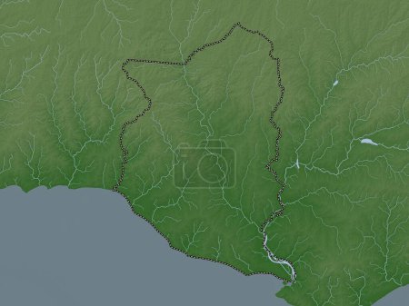 Foto de San José, departamento de Uruguay. Mapa de elevación coloreado en estilo wiki con lagos y ríos - Imagen libre de derechos